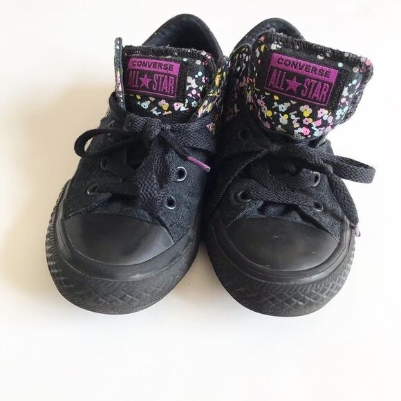 Converse black paint splatter sneakers EUC size 1 - Picture 4 of 7